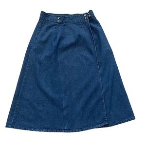 TravelSmith Vintage Wrapped Denim Skirt